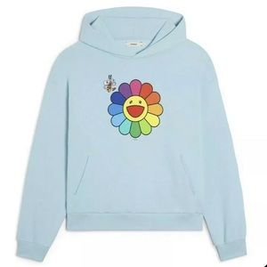 TAKASHI MURAKAMI X PANGAIA X MOMA SZ MED LT BLUE FLOWER HOODIE